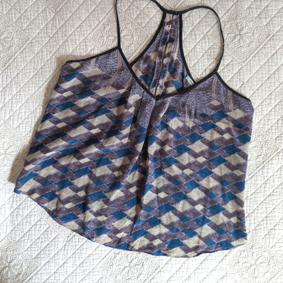 Kimchi Blue Urban Outfitters - Blue and purple flowy 100% silk tank top - Picture 2 of 7
